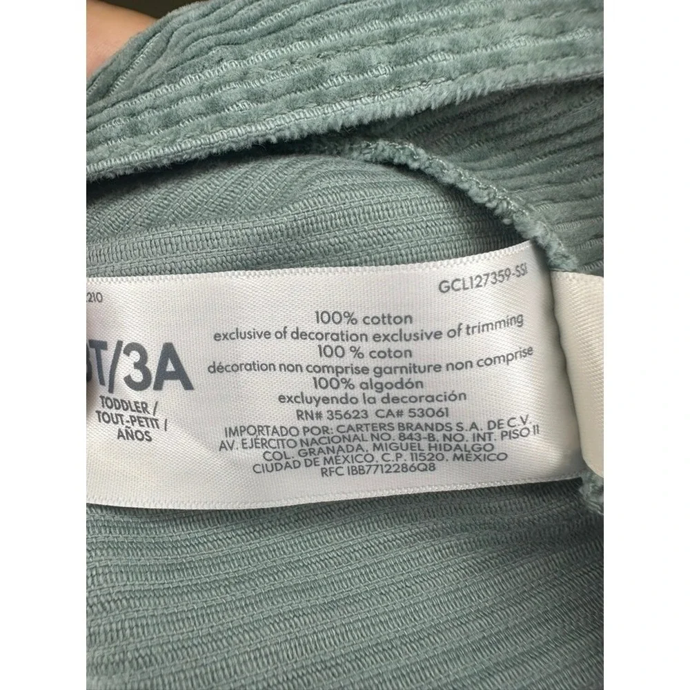 OshKosh Bgosh Corduroy‎ Overall Dress - Kids Size 3T - Sage Green